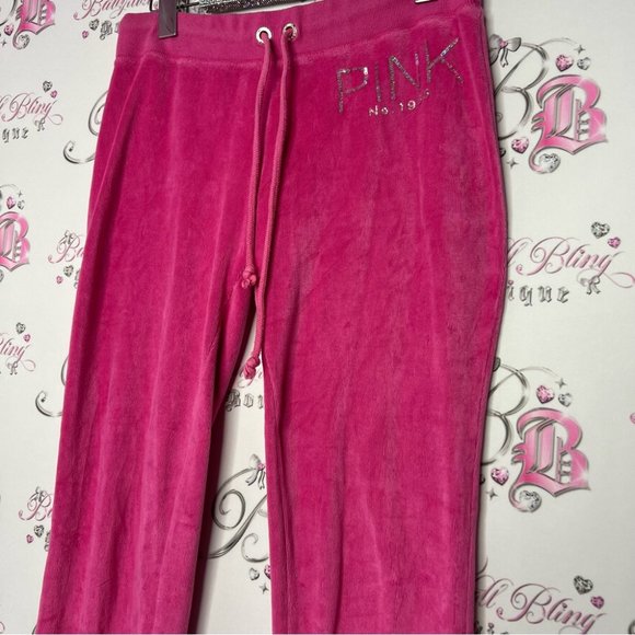 Victoria secret pink pants velour velvet pockets on bum pink with sparkly sequin - Picture 2 of 13